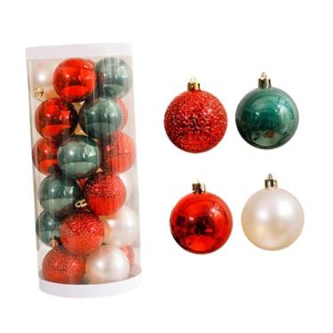 Imagem de Esquirla Enfeites de Natal em formato de bolas, pingentes inquebráveis ​​para decoração de árvore de Natal, ideais para pendurar em varandas e jardins, 24 Peças