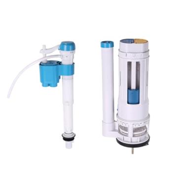 Imagem de Kit universal de descarga de vaso sanitário, válvula de descarga dupla, conjunto de botões cromados para renovação de banheiro