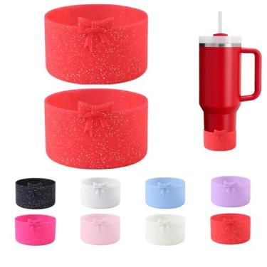 Imagem de CDYLDXG 2 peças de bota protetora de silicone com laço em pó com glitter, compatível com Stanley Cup 20/30/1,134 g, para Stanley Boot for Stanley Cup Accessories, para Hydroflask Boot 340.2-680.4 g