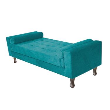 Imagem de Recamier Baú Félix Solteiro 90cm Suede Azul Turquesa
