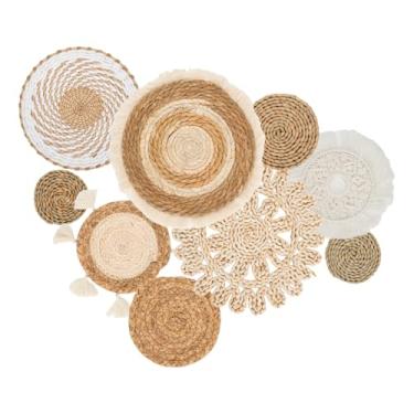 Imagem de Cesto de parede Boho para decoração de vime de vime, cestas de decoração de parede boho, grandes cestas artísticas, redondas, para casa de fazenda, cozinha, rústico, casa, verão, decorações exclusivas