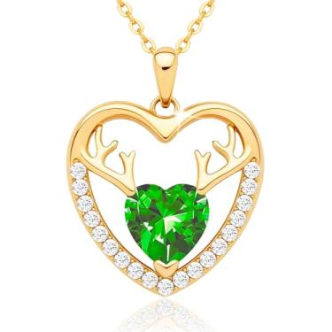 Imagem de Colar de chifre de veado de Natal para mulheres – Pingente de rena banhado a ouro 18 k prata esterlina S925, joia fina presente para sua mãe, esposa, filha, namorada, senhora, presente para