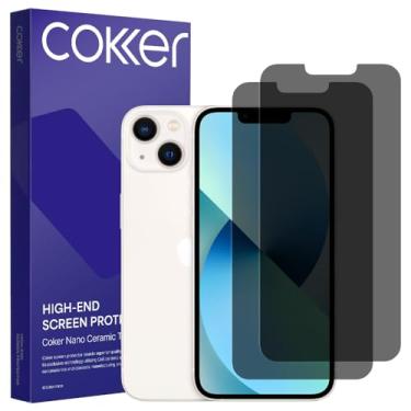 Imagem de COKER Pacote com 2 protetores de tela de privacidade para iPhone 13, antiespionagem, dureza 9H, à prova de estilhaçamento, antiarranhões, impressões digitais, sensível ao toque, filme PET, filtro de