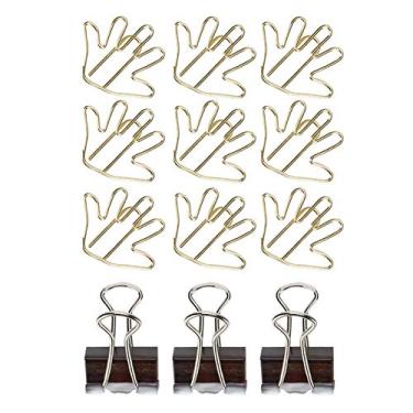Imagem de Clipes de papel de pasta de metal clipes decorativos delicados bonitos para material escolar de escritório (palma dourada)