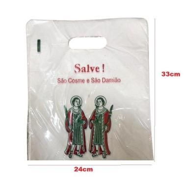 Imagem de Kit 200 Sacolas Plástica Branca 33X24 São Cosme E Damião - Lynx Produç