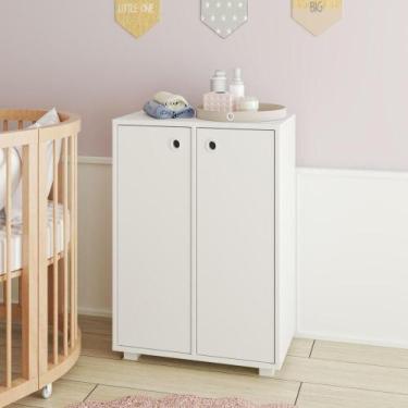Imagem de Organizador com Armário Infantil 2 Portas e 3 Nichos Internos - Branco