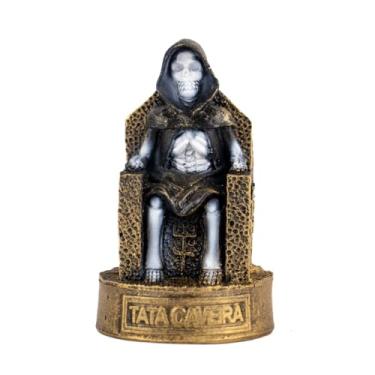 Imagem de Escultura Exu Tata Caveira Dourado Envelhecido Vintage 9 cm