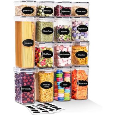 Imagem de Kit 15 Potes Tampa Hermético Porta Alimentos Mantimentos Armário Cozinha (Kit 15 Premium)
