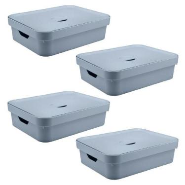 Imagem de Caixa Organizadora Ou Plastico 16L Cube Azul 04 Unidades