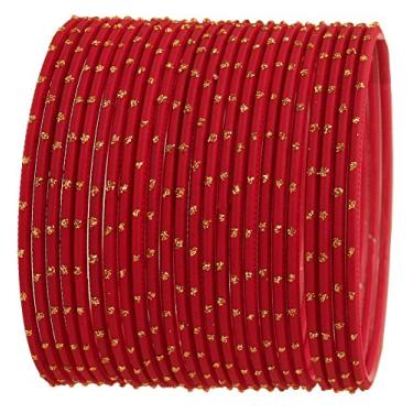 Imagem de Touchstone Conjunto de 24 pulseiras coloridas da coleção indiana Bollywood com esmalte dourado exótico texturizado colorido designer de joias, Indian Size 2-10, Metal