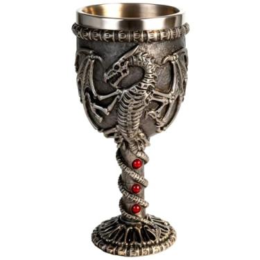 Imagem de CUZOKOLA Copo de Dragão Medieval com Pedra Preciosa Vermelha para Decorações de Festa - Gótico Novidade Gótica 200 ml Aço Inoxidável Ideal D&D Cálice Celta D&D
