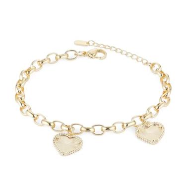 Imagem de HZMAN Pulseira de tênis Love Heart para mulheres, pulseira de corrente de latão delicada e leve, 20 cm, joia romântica para presente