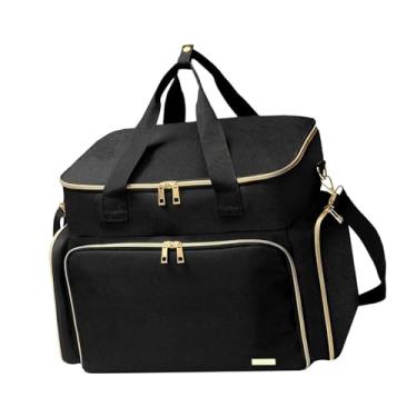 Imagem de MotiveTech Estojo Organizador de Esmaltes e Ferramentas para Unhas Portátil com Alça e Bolsos, Capacidade para 96 ​​Frascos, Caixa Dupla para Kit de Manicure