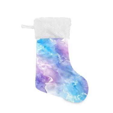 Imagem de GakkiGii Meia de Natal grande de mármore brilhante, decoração de Natal para pendurar na parede da árvore da lareira, 45 x 31 cm