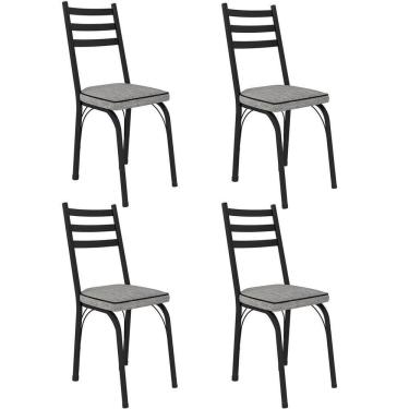 Imagem de Kit 4 Cadeiras Para Cozinha Tubular D-13 Nara De Aço Preto/grafiato