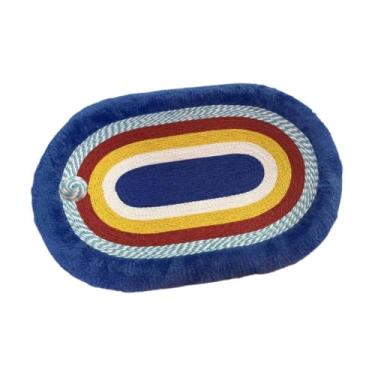 Imagem de Ioensy Arranhador oval para gatos, cama de papelão com bola de mola, protetor de móveis, brinquedo interativo para gatinhos, arranhador de gato, papelão