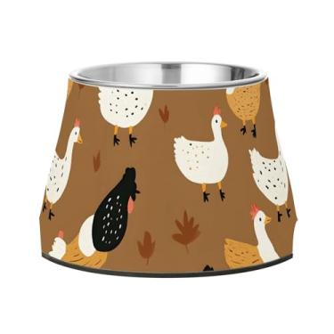 Imagem de SEHANY Tigelas fofas para cães de pato antiderrapante de aço inoxidável com fundo de borracha que evita a queda, 2,3 tigelas quadriculadas para comida e água para cães e gatos