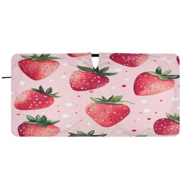 Imagem de Blueangle Delicious Strawberries Para-brisa Sombra solar - 149.9 cm x 76.2 cm Dobrável Carro Janela Dianteira Blocos Para-sol Raios UV Viseira de sol (518)