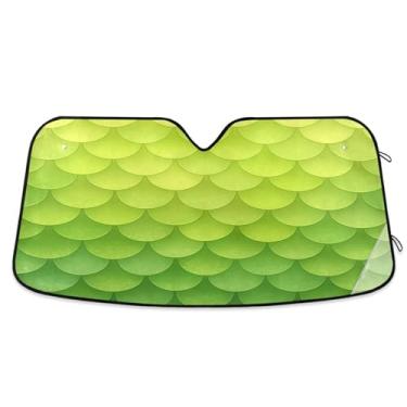 Imagem de ATTX Para-brisa de carro em escala de sereia 144.8 cm x 80.0 cm Escudo solar universal com proteção UV, persiana de janela frontal automática dobrável para caminhões Sedans SUVs #764