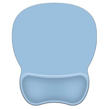 Imagem de Mouse pad com suporte, mouse pad ergonômico com descanso de pulso em gel, confortável com superfície de suporte de pulso macia e base de poliuretano antiderrapante para escritório em casa, trabalho e