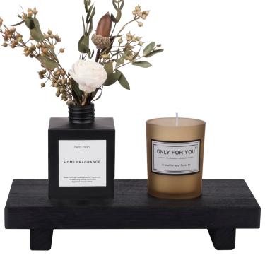 Imagem de Pedestal de bandeja de madeira pequena, decoração de banheiro de fazenda, suporte decorativo de madeira, suporte de saboneteira de cozinha para penteadeira, balcão, pia, preto