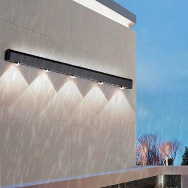 Imagem de Luzes de parede LED para exterior IP65 à prova d'água alumínio metal lâmpada de parede moderna longa para baixo preto iluminação de parede interior/exterior para entrada jardins escada pátio (luz