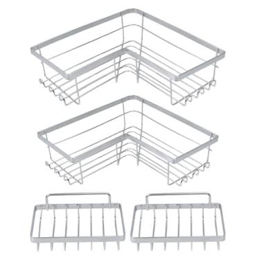 Imagem de Tighall Suporte de canto de chuveiro com suporte de sabonete, cesta organizadora de banheiro de aço inoxidável 304, suporte de xampu, suporte para pendurar sobre a porta, sem prateleiras de perfuração