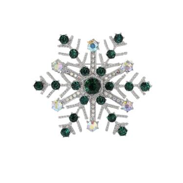 Imagem de Broche de floco de neve de cristal para mulheres broches de presente de Natal joias tema de férias de inverno banhado a prata com broche de strass azul verde rosa broche de zircônia cúbica colorido