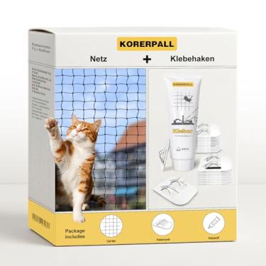 Imagem de KORERPALL A rede para gatos inclui gancho, rede de varanda de 3,5 x 5,8 m feita de fio de aço espesso para evitar arranhões e mastigação, ideal para segurança e proteção de varanda