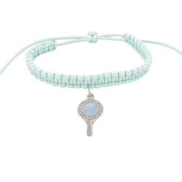 Imagem de Pulseira Macramê Espelho Iemanjá Cetim Azul Bebê