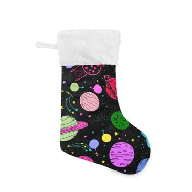 Imagem de xigua Meias de Natal Planetas Coloridas Personalizadas Grande Doces Presente Pendurado Meias de Natal Decoração para Família, Enfeites de Festa de Férias, Decoração Lareira