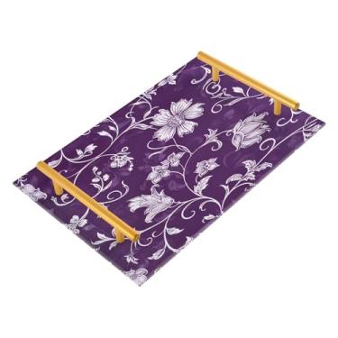 Imagem de Wassud Bandeja de banheiro com estampa floral branca, bandejas de perfume, alça de maquiagem, cômoda, quarto, cozinha, mesa, 30 x 20 cm