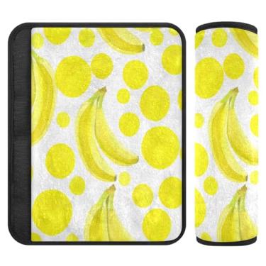 Imagem de Burbuja Capa para cinto de segurança de carro Yellow Bananas Protetor de cinto de segurança de carro macio confortável para alça de ombro de assento, 1 par médio