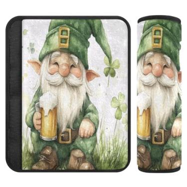 Imagem de Burbuja Capa para cinto de segurança de carro St. Patrick Gnome Beer Protetor de cinto de segurança de carro macio confortável para alça de ombro de assento de carro, 1 par pequeno