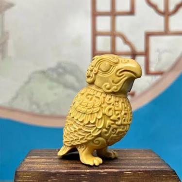Imagem de FENNYYAR Escultura em madeira primavera e outono e período dos reinos guerreiros pássaro ZUN mascote, 7 cm 6,9 cm, estátua decorativa de deuses e feras para casa