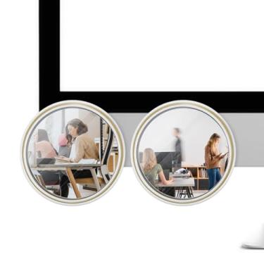 Imagem de 2 peças de espelho de mesa de escritório, espelho de cubo ajustável para ver atrás de você, espelhos retrovisores removíveis para monitor de computador, 5,5 cm