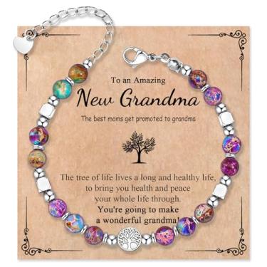 Imagem de Wisedawn Pulseira de árvore da vida da vovó, presentes exclusivos de aniversário do Dia das Mães e Natal com cartão de citação de bênção, One Size, Aço inoxidável, Sem Pedra Preciosa