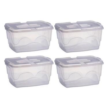 Imagem de Caixa De Armazenamento Transparente Com Fechaduras, 20 L. Recipiente Para Guardar Brinquedos E Livros. (Kit com 4)