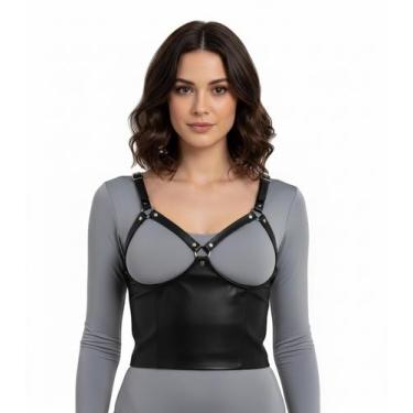 Imagem de Mini corselet vazado CP006 Couro Legítimo - Blood Art, Preto, G