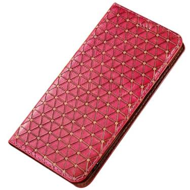 Imagem de POYUFRG Capa de couro genuíno para Xiaomi 17 Pro Max/17 Pro/17, carteira flip magnética para negócios com compartimentos para cartões, capa de suporte, rosa, 17