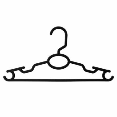 Imagem de Kit Cabides Infantil Plástico Reforçado Cruzeta Roupa Colorido (PRETO, 100 UNIDADES)