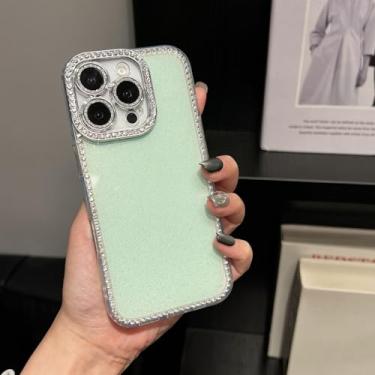Imagem de HTVJFX Capa luxuosa com glitter e proteção contra choque para câmera e flash para iPhone 12 Pro Max (para iPhone 12 Pro Max/verde)