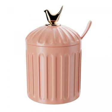 Imagem de Açucareiro de Cerâmica Colibri com Colher e Tampa Rosa 7x7x10,5cm Wolf