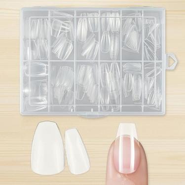 Imagem de 240 peças de pontas transparentes para unhas de caixão – Unhas postiças de acrílico pré-moldadas médias, pontas de gel macio para extensão de unhas