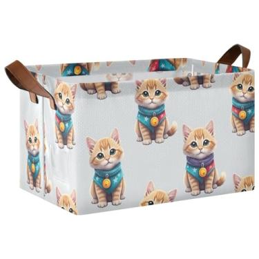 Imagem de Organizador de roupas grande cinza fofo com alças, cestas decorativas para decoração de casa 17 x 29 x 25 cm, pacote com 2