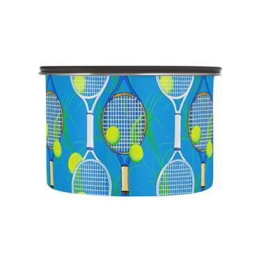 Imagem de ODAWA Recipiente de armazenamento de grãos de café para ração de cães e gatos, recipiente de armazenamento de café azul com bola de tênis de 500 ml