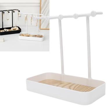 Imagem de TARSHYRY Suporte Organizador de Joias Com Bandeja de Madeira, Colar, Pulseira, Suporte para Anel de Brinco, Display Multifuncional de Armazenamento de Joias para Chaves e Relógios (Branco)
