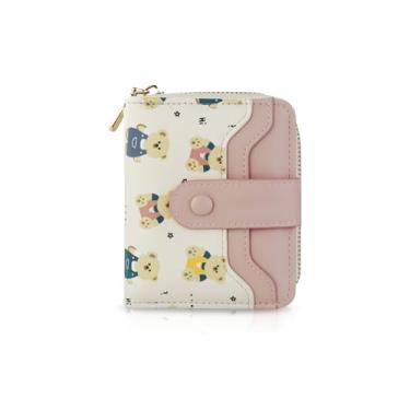 Imagem de WisePoint Carteira de cartão de crédito, carteira feminina dobrável com porta-cartões fofa com vários compartimentos para cartões, carteira de cartão de poliuretano para compras, passear com cães