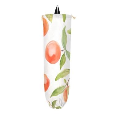 Imagem de Porta-sacos plásticos em aquarela pêssego, bolsa de armazenamento de parede, organizador de armazenamento reutilizável