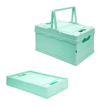 Imagem de Tixill Pequenas caixas de armazenamento dobráveis, cestas de plástico dobráveis com tampas e alças para organização, mini caixas empilháveis para casa, cozinha, quarto, banheiro, escritório (30 x 20 x